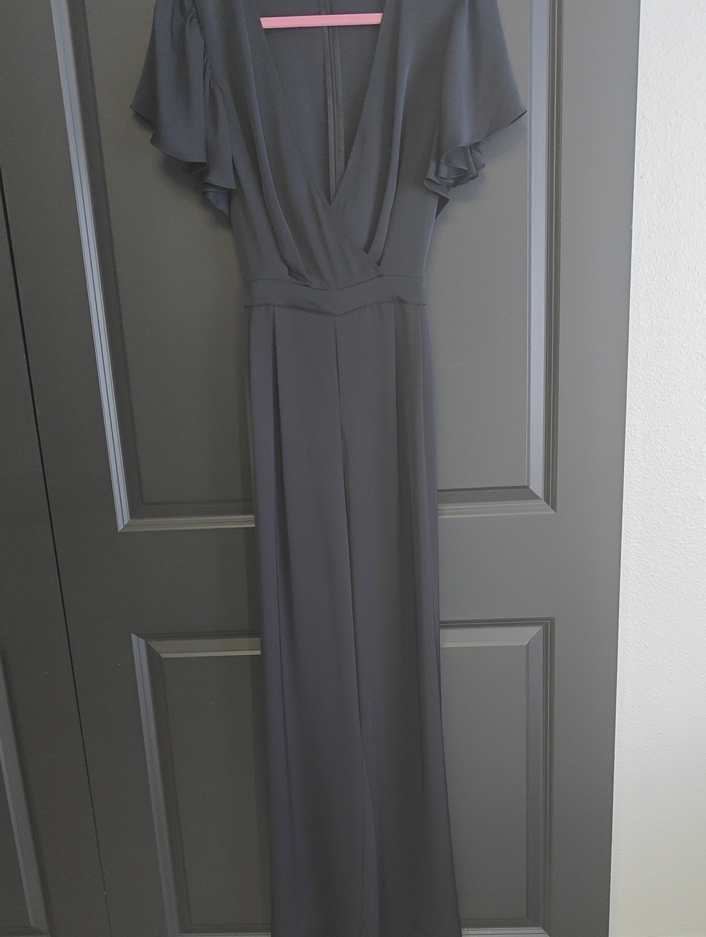 Ramy Brook Black V-Neck Flutter Sleeve Maxi Gown